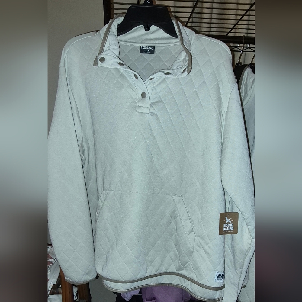 Eddie Bauer Cream Quilted Pullover